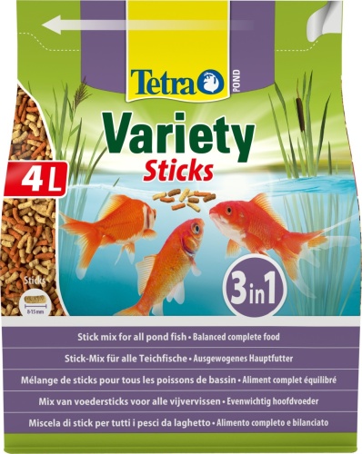 Детальная картинка Корм Tetra Pond Variety Sticks 4 л, смесь из 3-х видов палочек для всех видов прудовых рыб фото 2