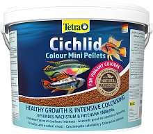 Картинка анонса Корм Tetra Cichlid Colour Pellets Mini 10 л, мини-шарики для небольших цихлид, усиливает яркость окраски