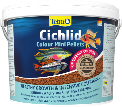 Детальная картинка Корм Tetra Cichlid Colour Pellets Mini 10 л, мини-шарики для небольших цихлид, усиливает яркость окраски