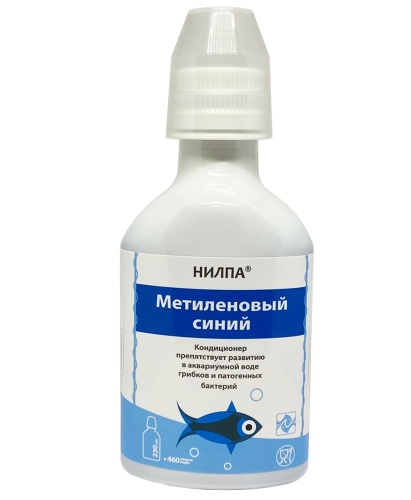 Детальная картинка Кондиционер НИЛПА  Метиленовый синий 100мл, препятствующий развитию в аквариумной воде грибков и патогенных бактерий