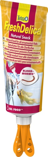 Детальная картинка Корм Tetra FreshDelica Bloodworms 80 г (желе/мотыль), натуральное лакомство для всех видов рыб, тюбик фото 2