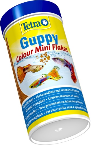 Детальная картинка Корм Tetra Guppy Colour Mini Flakes 250 мл, мини-хлопья  для гуппи, для усиления окраса фото 2