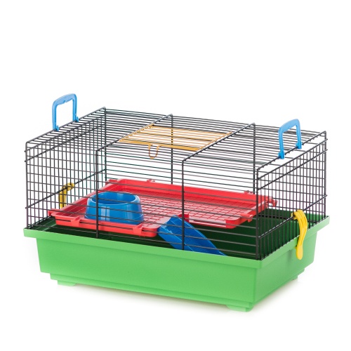 Детальная картинка Клетка InterZoo  G-013 TEDDY COLOR + PL (360х240х210мм), для грызунов, прут цветной