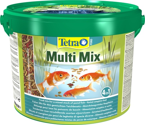 Детальная картинка Корм Tetra  Pond Multi Mix 10 л, кормовая смесь для всех видов прудовых рыб ( хлопья, палочки, таблетки, гаммарус)