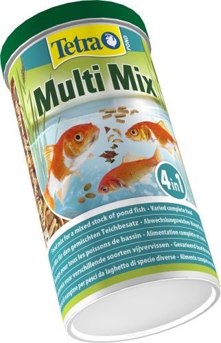 Детальная картинка Корм Tetra Pond Multi Mix 1 л, кормовая смесь для всех видов прудовых рыб (хлопья, палочки, таблетки, гаммарус) фото 2