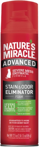 Детальная картинка Уничтожитель пятен и запахов для кошек с усиленной формулой 518 мл (аэрозоль-пена)  Natures Miracle Cat Advanced Stain&Odor Eliminator,  P-98349