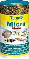 Корм Tetra Мicro Мenu 100 мл, четыре вида корма для всех видов мелких рыб  (микрогранулы, микропалочки, микрошарики, микрочипсы)