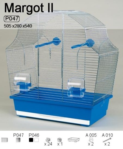 Детальная картинка Клетка InterZoo  P-047 MARGOT II ZINC (505х280х540мм), для птиц, прут цинк
