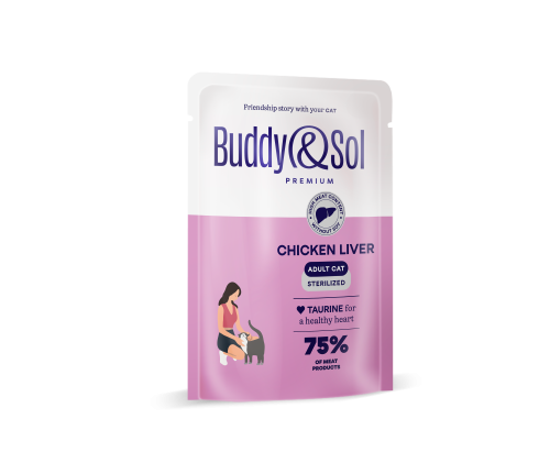 Детальная картинка ADULT STERILIZED Влажный корм премиум-класса для стерилизованных кошек (куриная печень в соусе), 85г