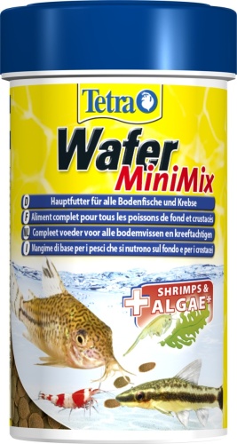 Детальная картинка Корм Tetra Wafer Mini Mix 100 мл, смесь пластинок для мелких донных рыб и  ракообразных, с креветкой и спирулиной фото 3