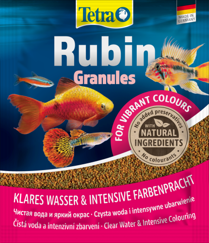 Детальная картинка Корм Tetra Rubin Granules 15г. (сашет), гранулы для всех видов рыб, для усиления окраса рыб 