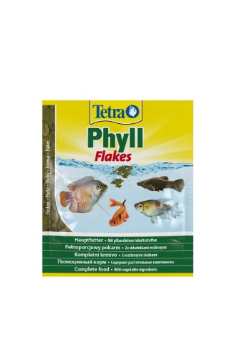 Детальная картинка Корм Tetra Phyll Flakes 12 г (сашет), хлопья для всех видов травоядных рыб фото 2