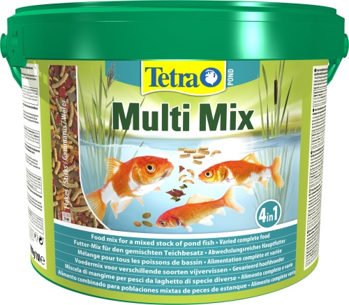 Детальная картинка Корм Tetra  Pond Multi Mix 10 л, кормовая смесь для всех видов прудовых рыб ( хлопья, палочки, таблетки, гаммарус) фото 2