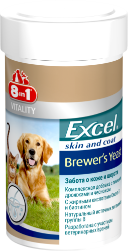 Детальная картинка Пивные дрожжи 8in1 Excel Brewers Yeast для кошек и собак, 140 таблеток