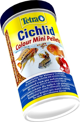 Детальная картинка Корм Tetra Cichlid Colour Pellets Mini 500 мл, мини-шарики для небольших цихлид, усиливает яркость окраски фото 2