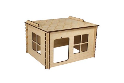 Детальная картинка Домик для грызунов прямоугольный XL (230х170х130мм), деревянный